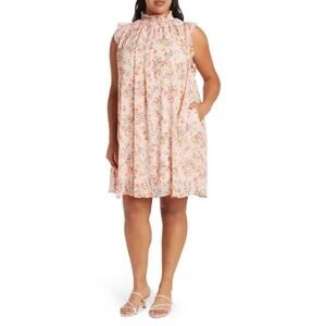 Melloday Pink Multi Floral Smocked Mini Dress